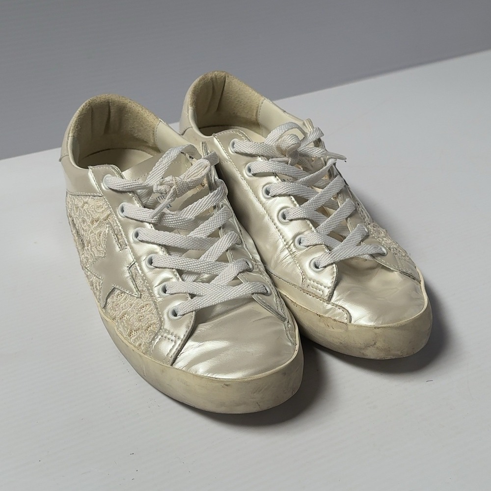 Golden Goose Private LTD Edition Superstar Lace Metallic Pearl Sneakers Size 42